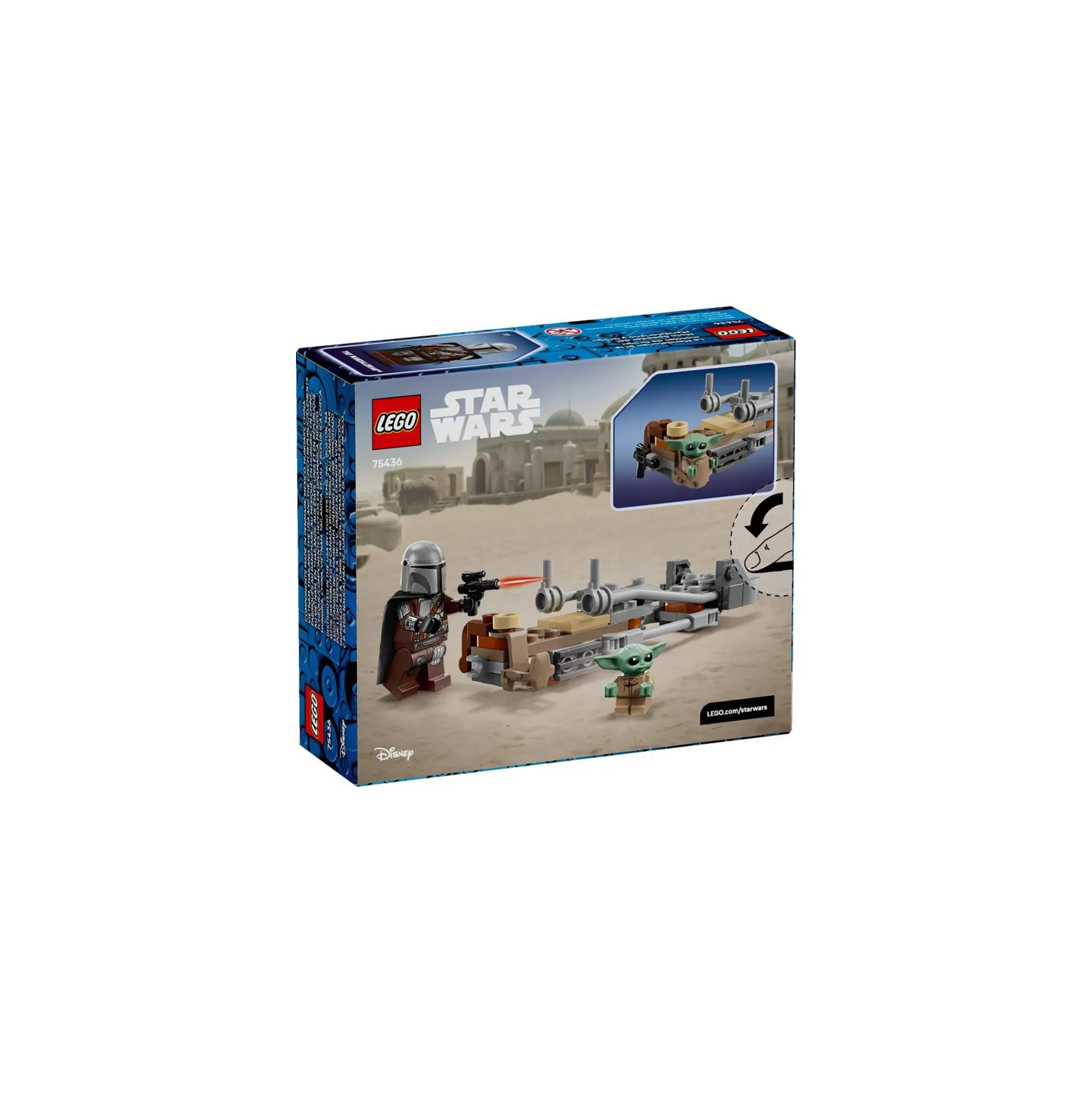 Fotografie 2 - Stavebnice LEGO LEGO Star Wars 75436 Mandalorian a Grogu a spídrová motorka