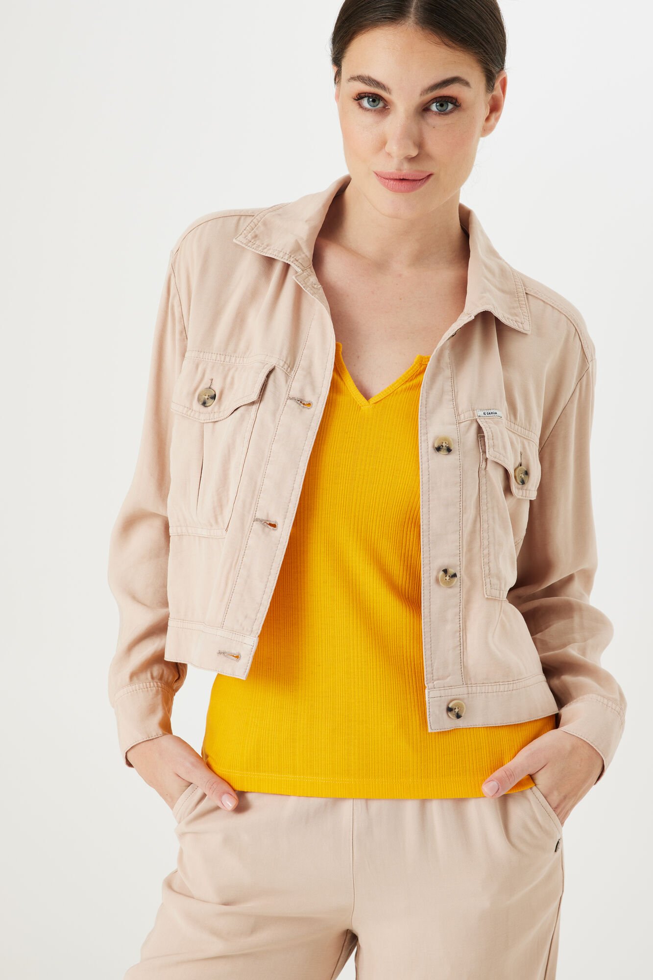 Dámská džínová bunda GARCIA E30090 1043 ladies jacket 1043 sesame Velikost: S
