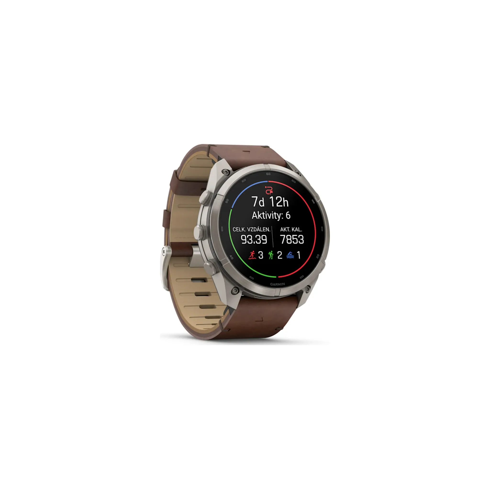 Fotografie 2 - Chytré hodinky Garmin fēnix 9 Pro 51 mm inReach Titanium/Walnut Leather Band