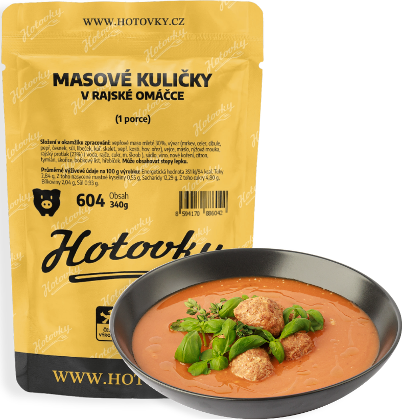 Masové kuličky v rajské omáčce (1 porce) masové kuličky v rajské | hotové jídlo