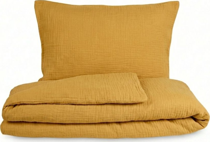 Kvalitex Mušelínové povlečení žluté 1x 140/200, 1x 70/90cm