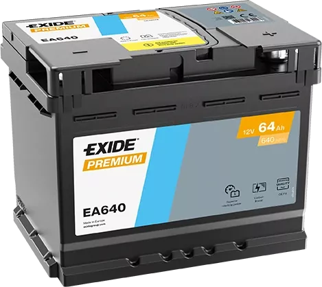 Autobaterie EXIDE Premium 64 Ah, 12 V, 640 A, EA640 EA640