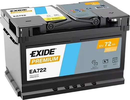 Autobaterie EXIDE Premium 72 Ah, 12 V, 720 A, EA722 EA722