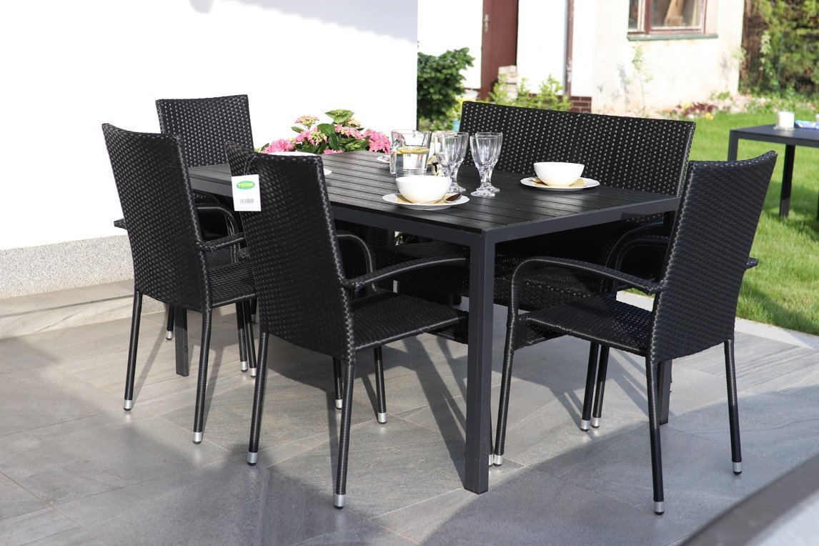 Nábytek Texim Zahradní set ratan - stůl Viking L + 4x židle a 1x lavice PARIS