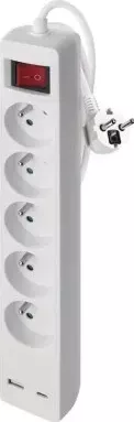 Prodlužovací zásuvka 5x s vypínačem a USB A+C, 3m