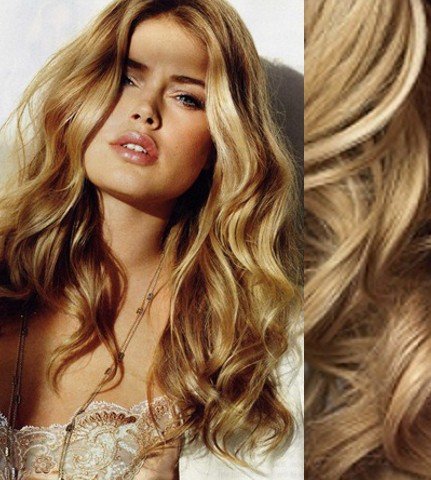 Clip in vlnité vlasy pravé lidské REMY 53cm - přírodní blond