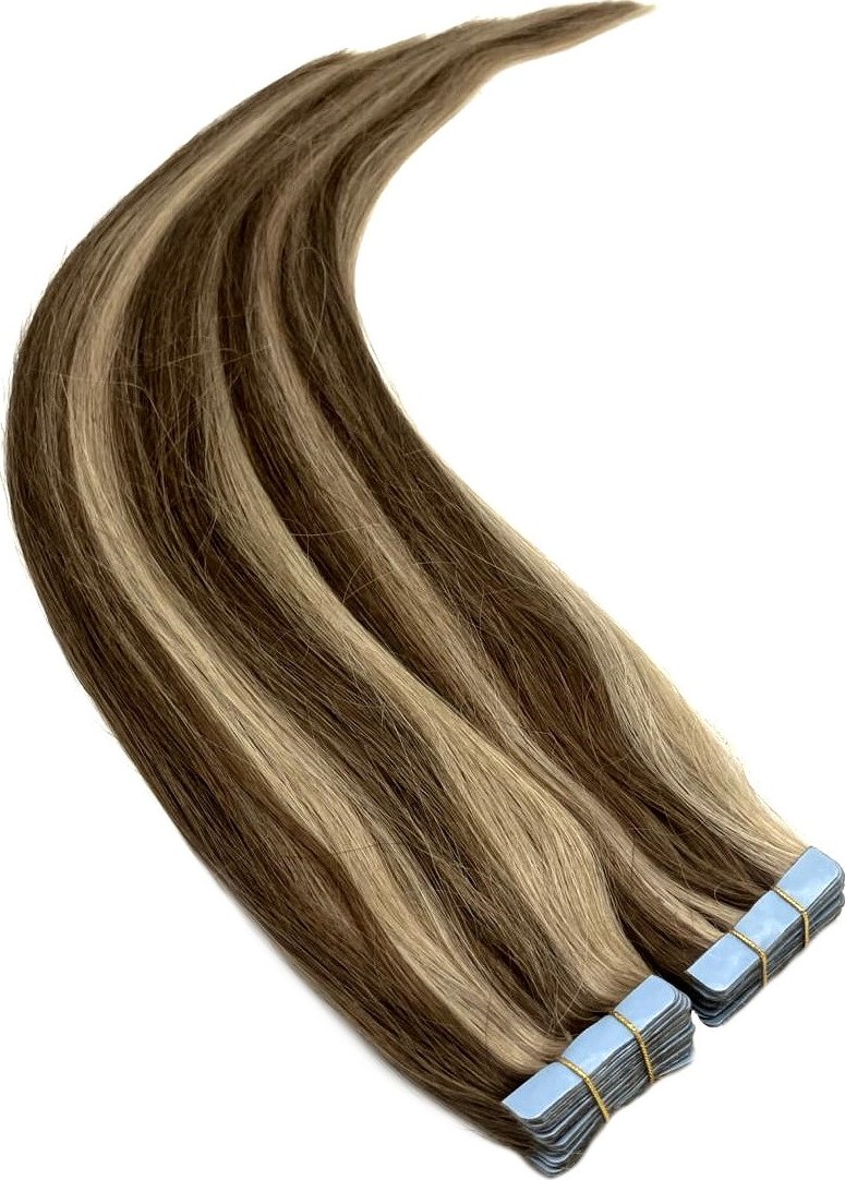 Vlasy pro metodu Invisible Tape / TapeX / Tape Hair / Tape IN 50cm - tmavý melír