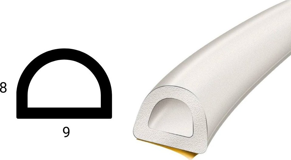 Trelleborg Samolepící těsnění pro okna a dveře, profil D - 9 x 8 mm, 6 m Varianta: bílá