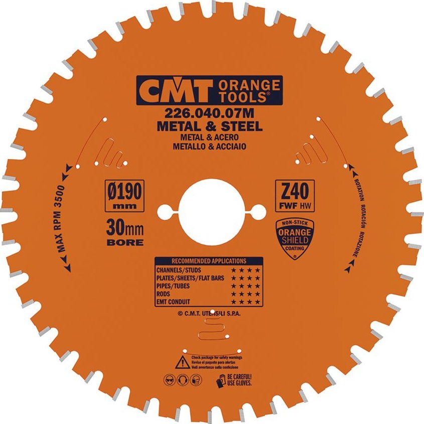 "CMT Industrial Pilový kotouč na železo - D190x2,0 d30 Z40 HW"