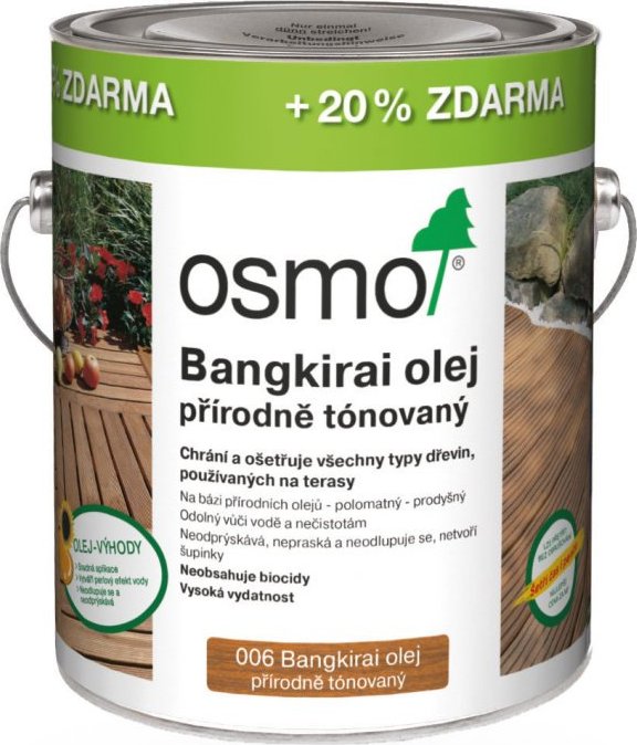 Terasový olej akce 3 l za cenu 2,5 l 006 Bangkirai olej přírodně tónovaný 3 l