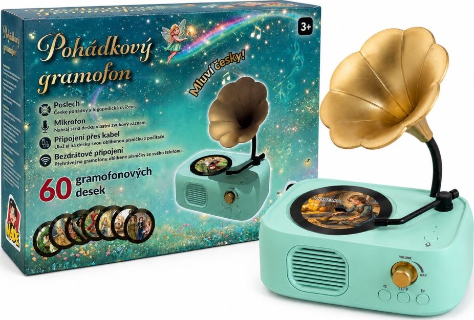 MaDe Kouzelný gramofon - 60 disků s pohádkami, písničkami a nahráváním CZ