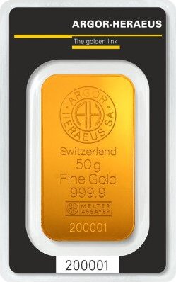 Argor -Heraeus zlatý slitek 50 g
