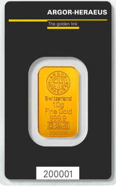 10 g Argor- Heraeus zlatý slitek