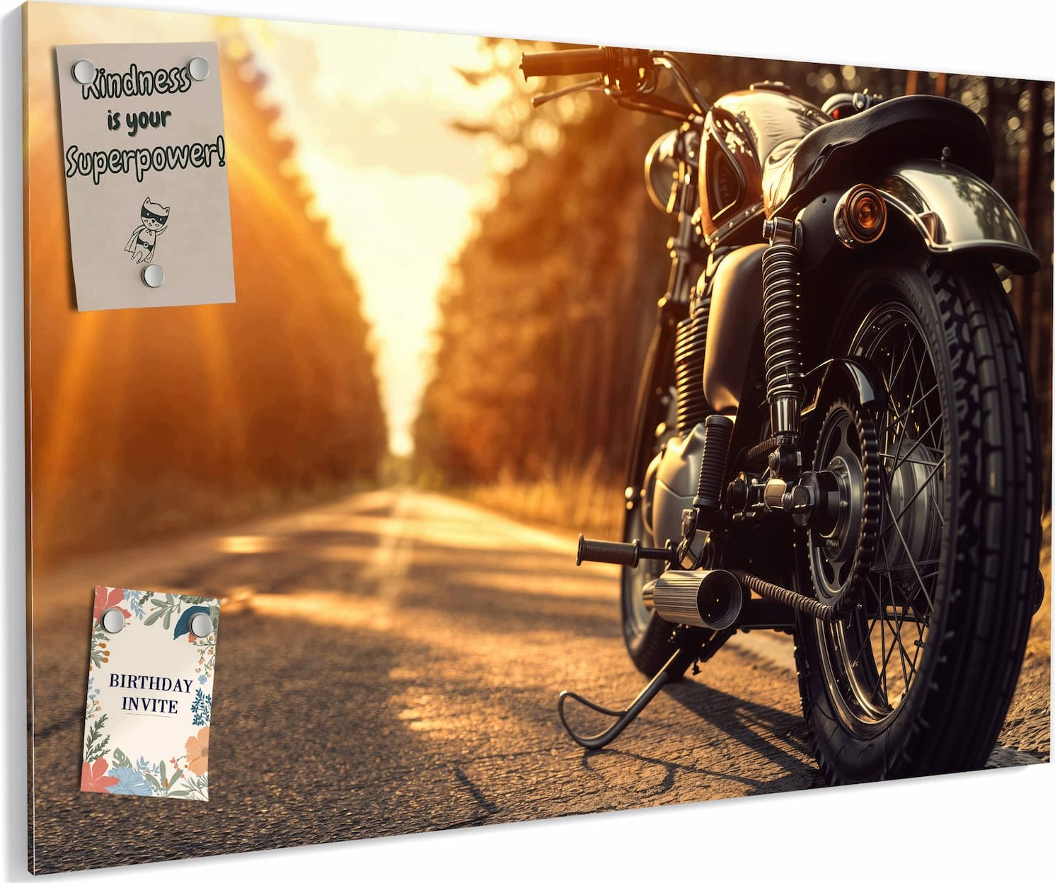Magnetická tabule – Slunce na motocyklu | 60 × 40 cm