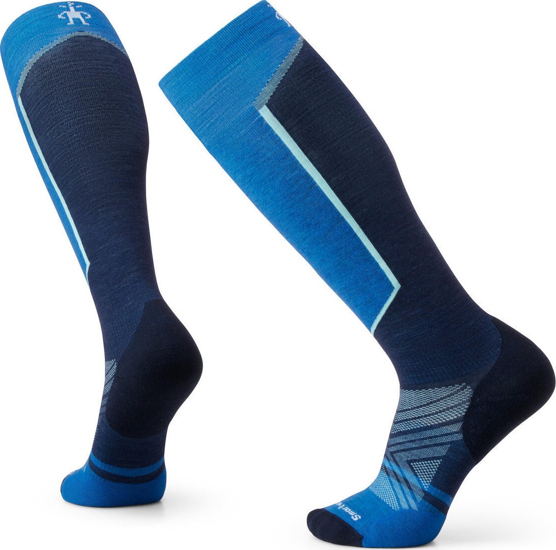 Unisex merino lyžařské ponožky SMARTWOOL Ski Targeted Cushion OTC Socks, Laguna Blue velikost: 46-49 (XL)