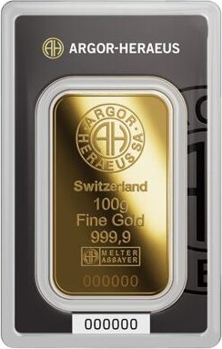 Investiční zlato - zlatý slitek 100g Argor Heraeus SA