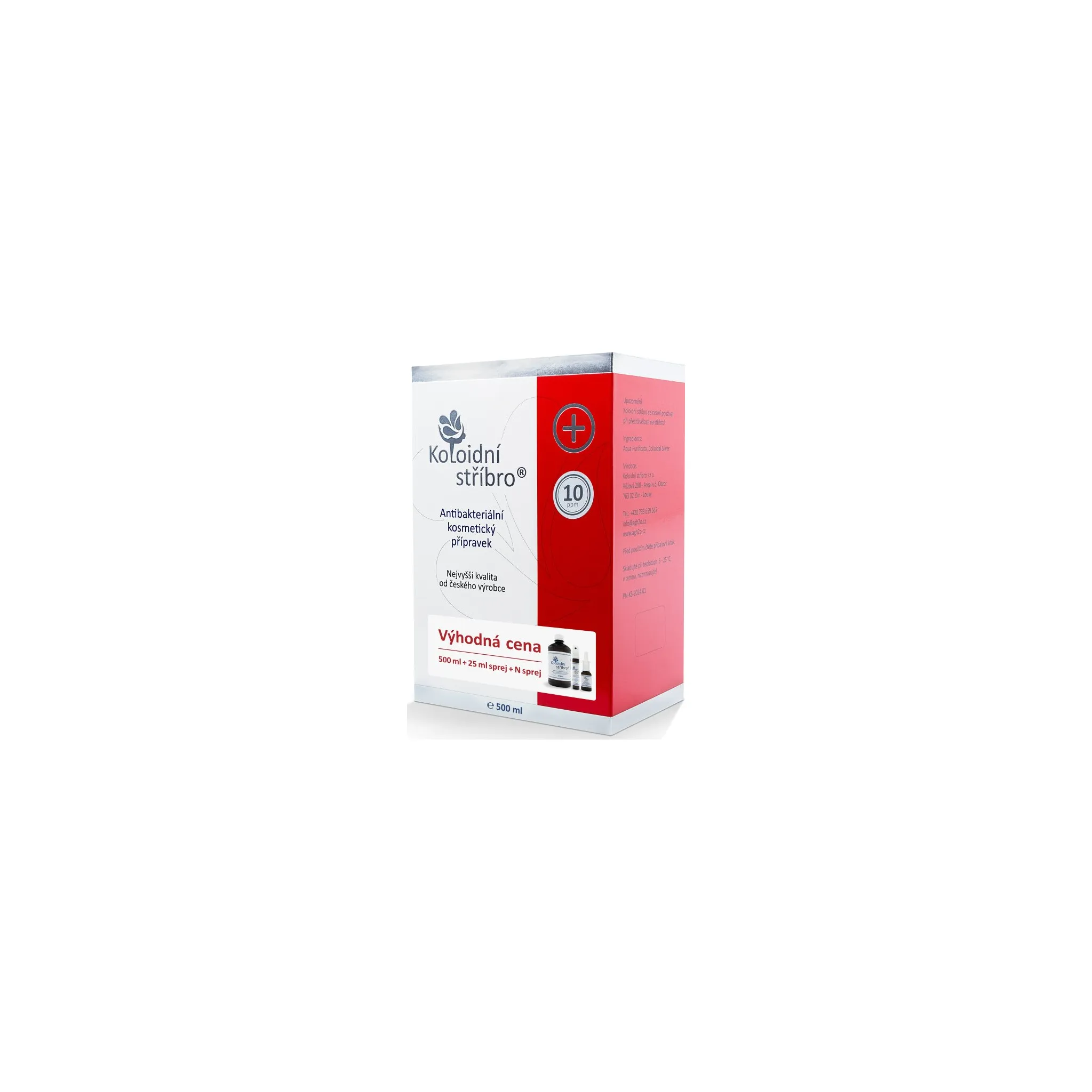Fotografie 2 -  Koloidní stříbro Koloidní stříbro 500 ml + 25 ml sprej + 30 ml N sprej 10 ppm