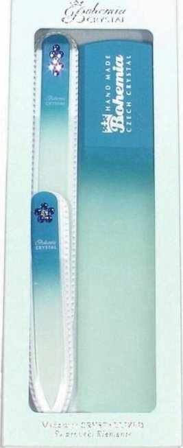 BOHEMIA CRYSTAL Dárková sada skleněných pilníků Swarovski - 90mm, 140mm a na paty - sv. modrá
