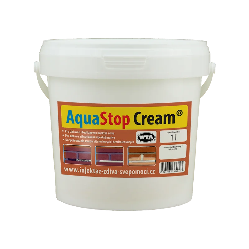 AquaStop Cream 1l - Injektážní krém pro sanaci zdiva krémovou injektáží proti vlhkosti