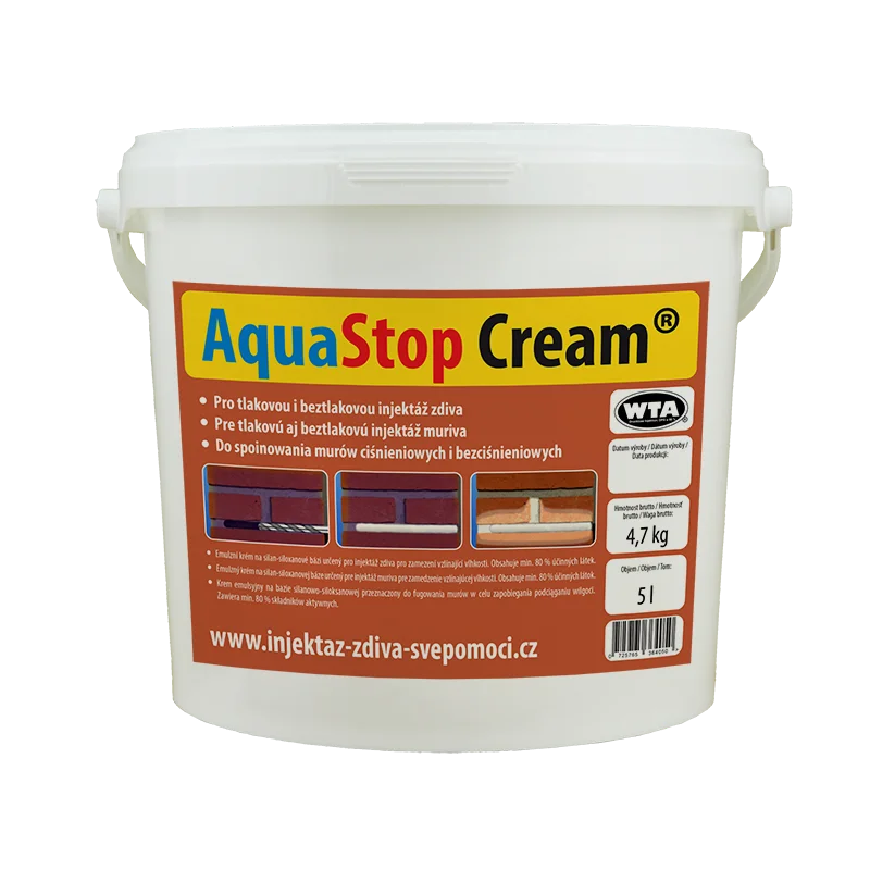 AquaStop Cream 5l - Injektážní krém pro sanaci zdiva krémovou injektáží proti vlhkosti