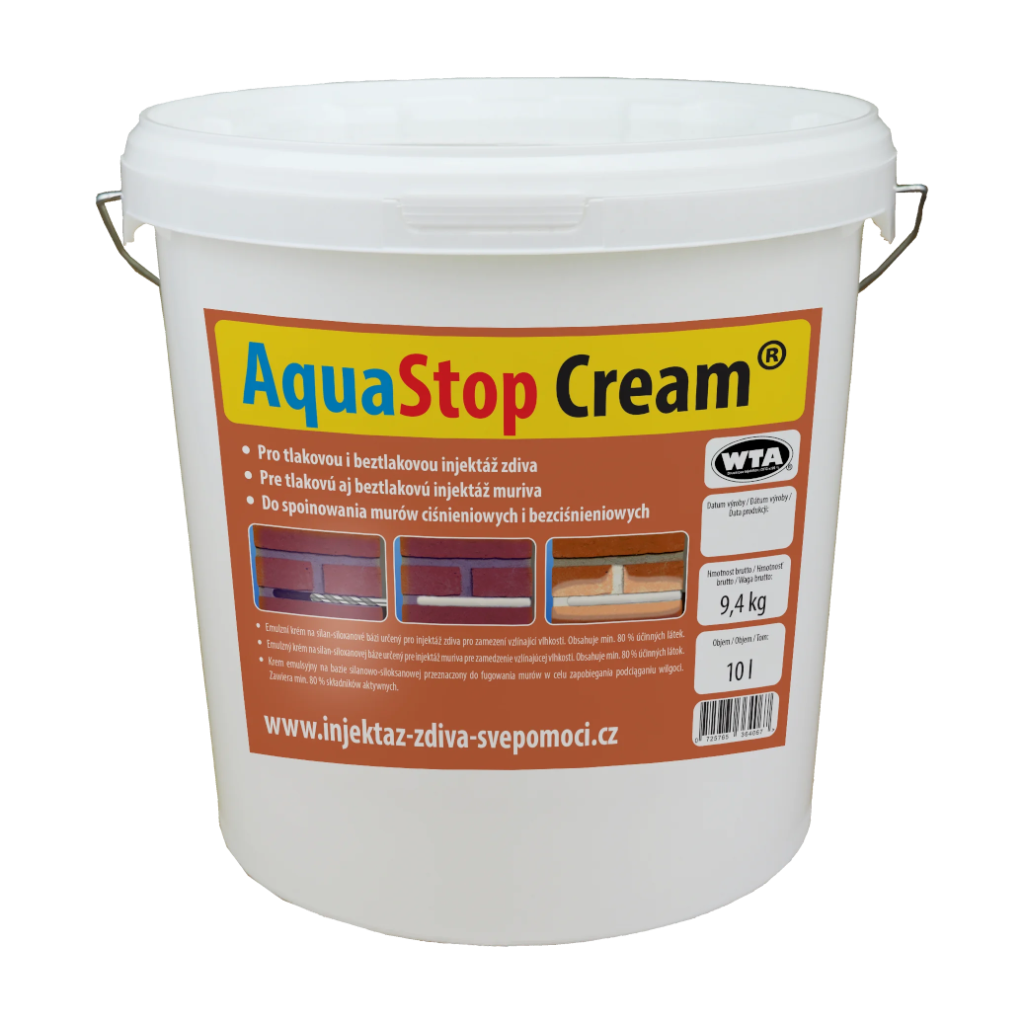 AquaStop Cream 10l - Injektážní krém pro sanaci zdiva krémovou injektáží proti vlhkosti