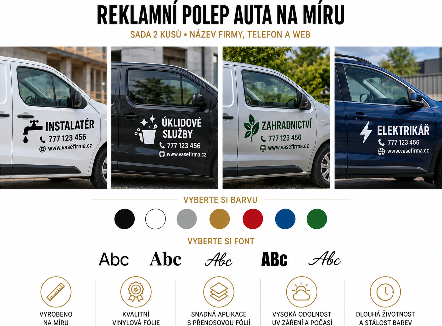 Reklamní polep auta pro živnostníky – sada 2 ks Rozměr: Šířka 60 cm / ks – sada 2 ks