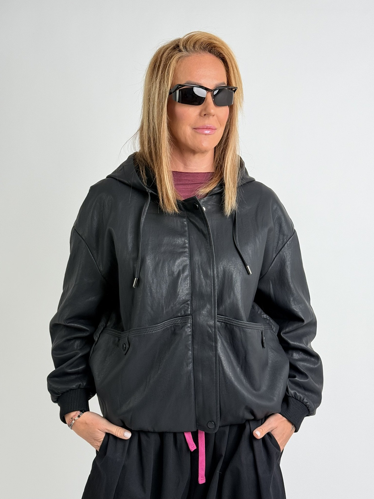 JOY Černá koženková bunda HANNY Černá, UNI S-XL