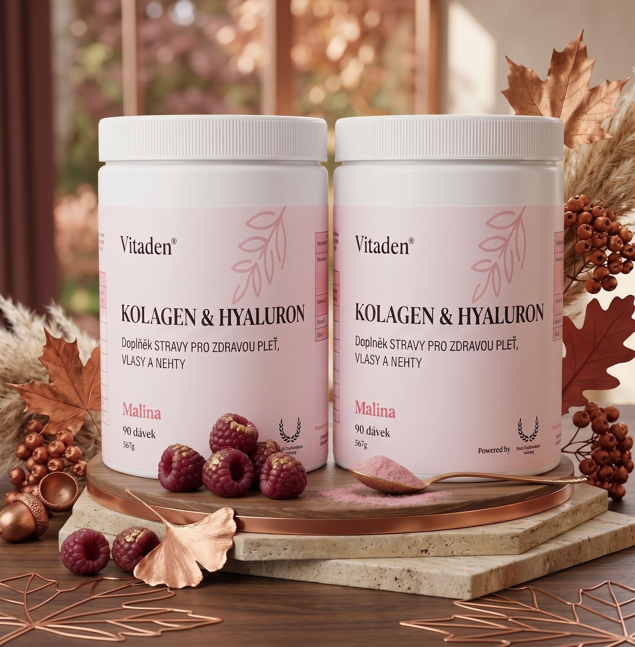 Vitaden | Vitaden® Beauty Kolagen & Hyaluron – Dvojbalení 1+1 | Kloubní výživa a péče o pleť | 666 g | 90 dávek