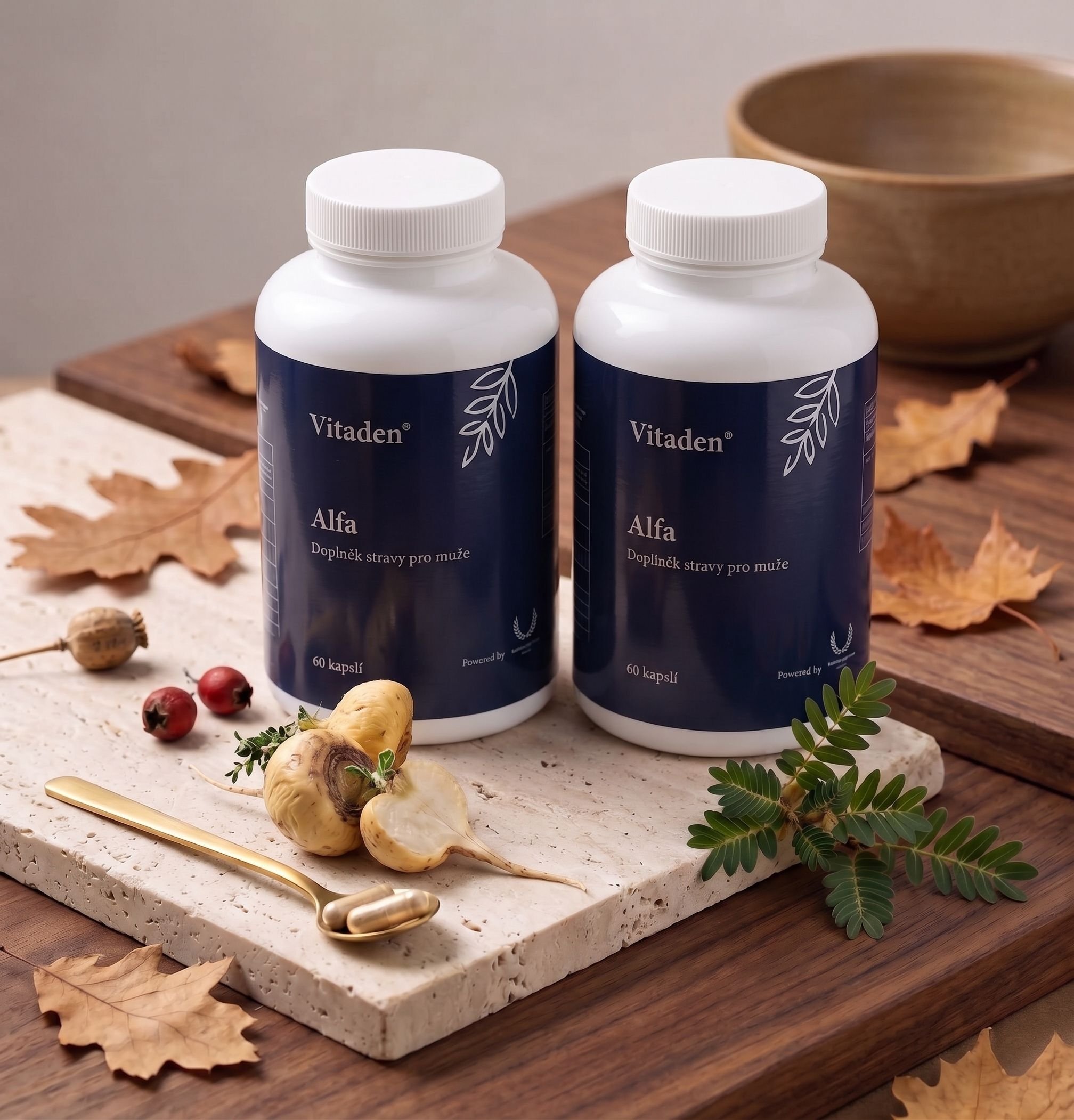 Vitaden | Vitaden® Alfa – Výhodné dvojbalení 1+1 | Kapsle pro muže | 195 g | 180 tobolek