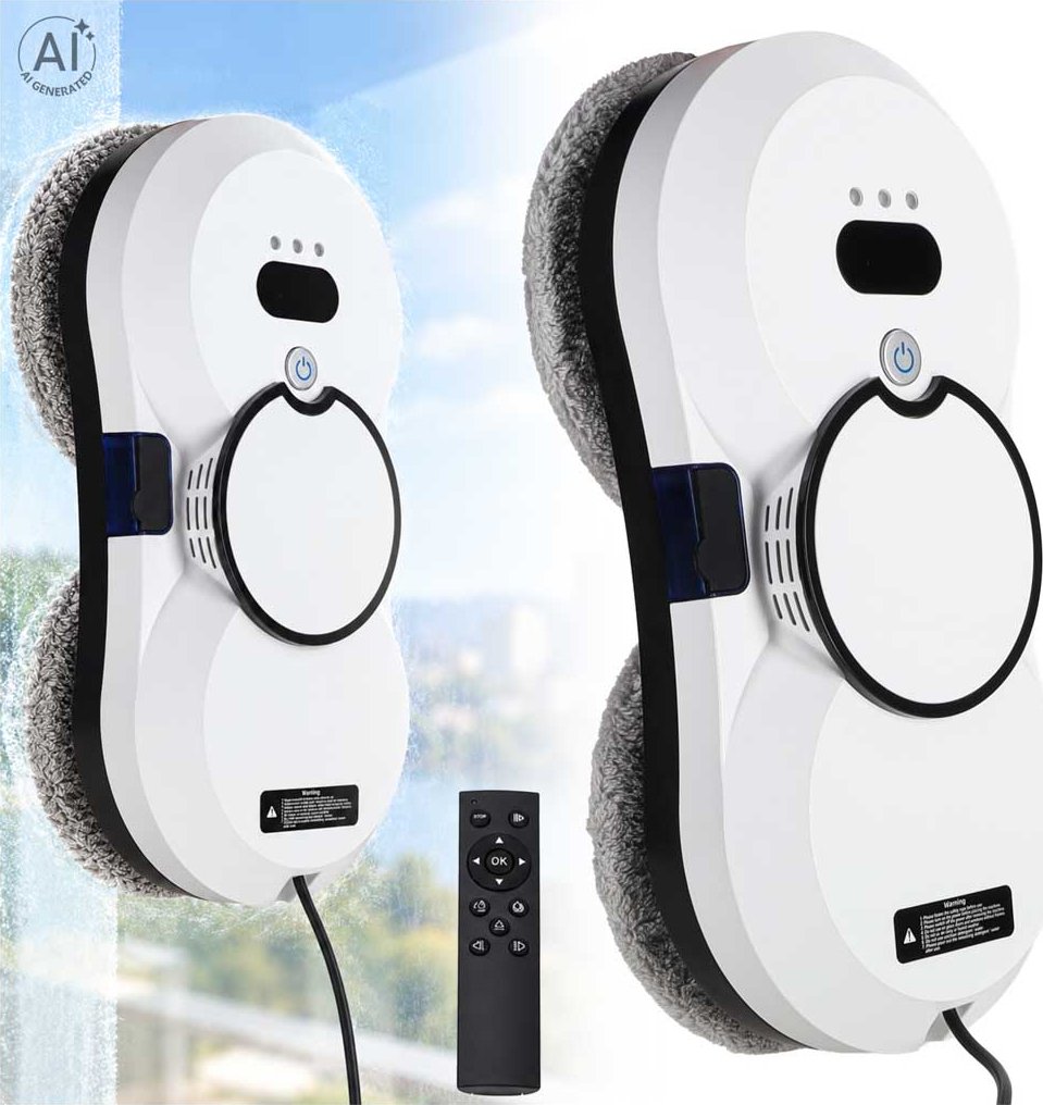 Robot na mytí oken automatická myčka na skla dálkové ovládání 3 režimy 5600Pa 90W