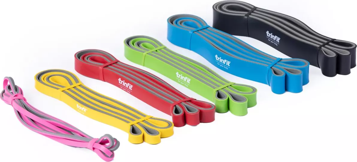 Posilovací guma TRINFIT Power band Dvoubarevná varianta extra lehká růžovo-šedá
