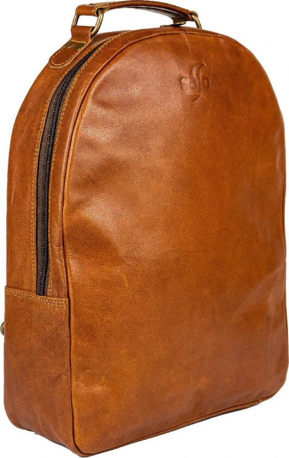 Dámský prostorný batoh 7l DIMPLE z kozí kůže, hnědý, s nastavitelnými popruhy, zapínání na zip
