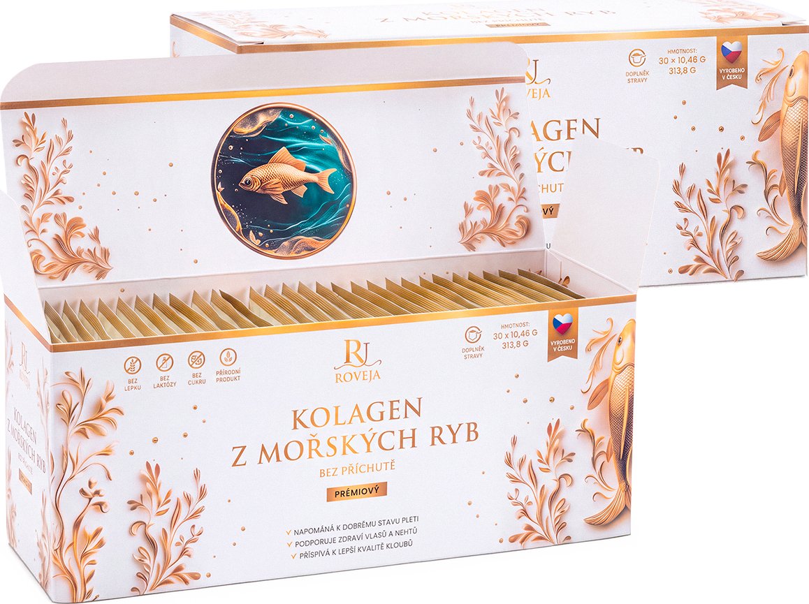 Mořský kolagen bez příchutě 10 000 mg – typ I a kyselina hyaluronová, 2× 30 sáčků