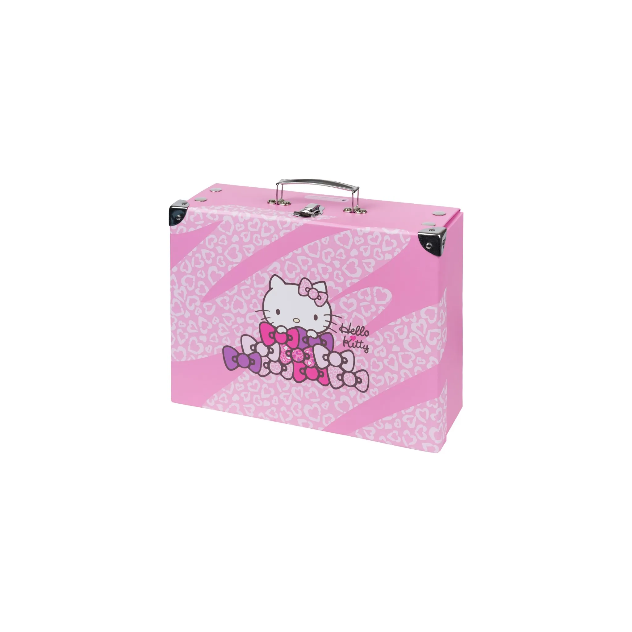 Fotografie 1 - Školní kufřík BAAGL Skládací školní kufřík 32,5 x 26 x 10,5 cm Hello Kitty Sweet Leopard s kováním