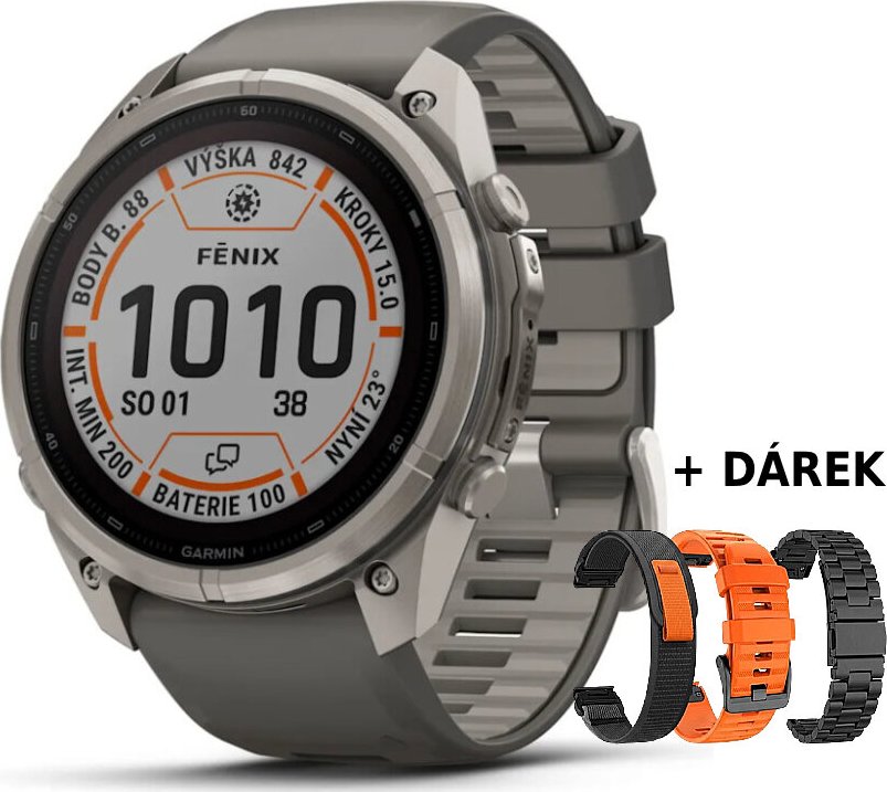Garmin Fenix 9 Pro Solar 51mm, inReach, Titanium Pebble Gray