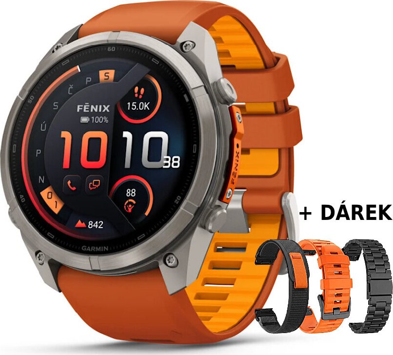 Garmin Fenix 9 Pro AMOLED 47mm, inReach, Titanium Autumn Orange/Spark Orange
