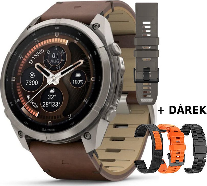 Garmin Fenix 9 Pro AMOLED 51mm, inReach, Titanium Walnut (Premium) (+ náhradní řemínek)