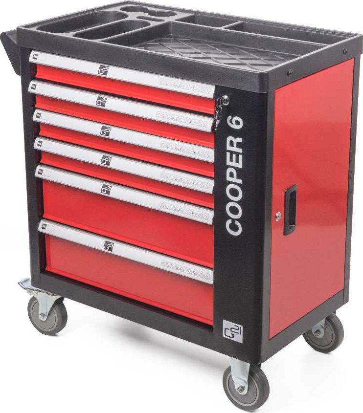 Dílenský vozík G21 Cooper 6, černo-červený