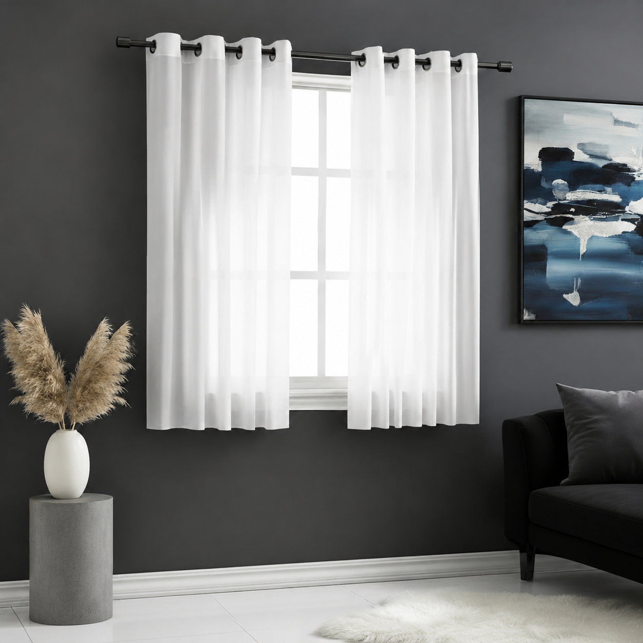 Dekorační krátká voálová záclona s kroužky EDEN bílá 145x160 cm MyBestHome set 2 kusy Cena za 2 kusy v balení