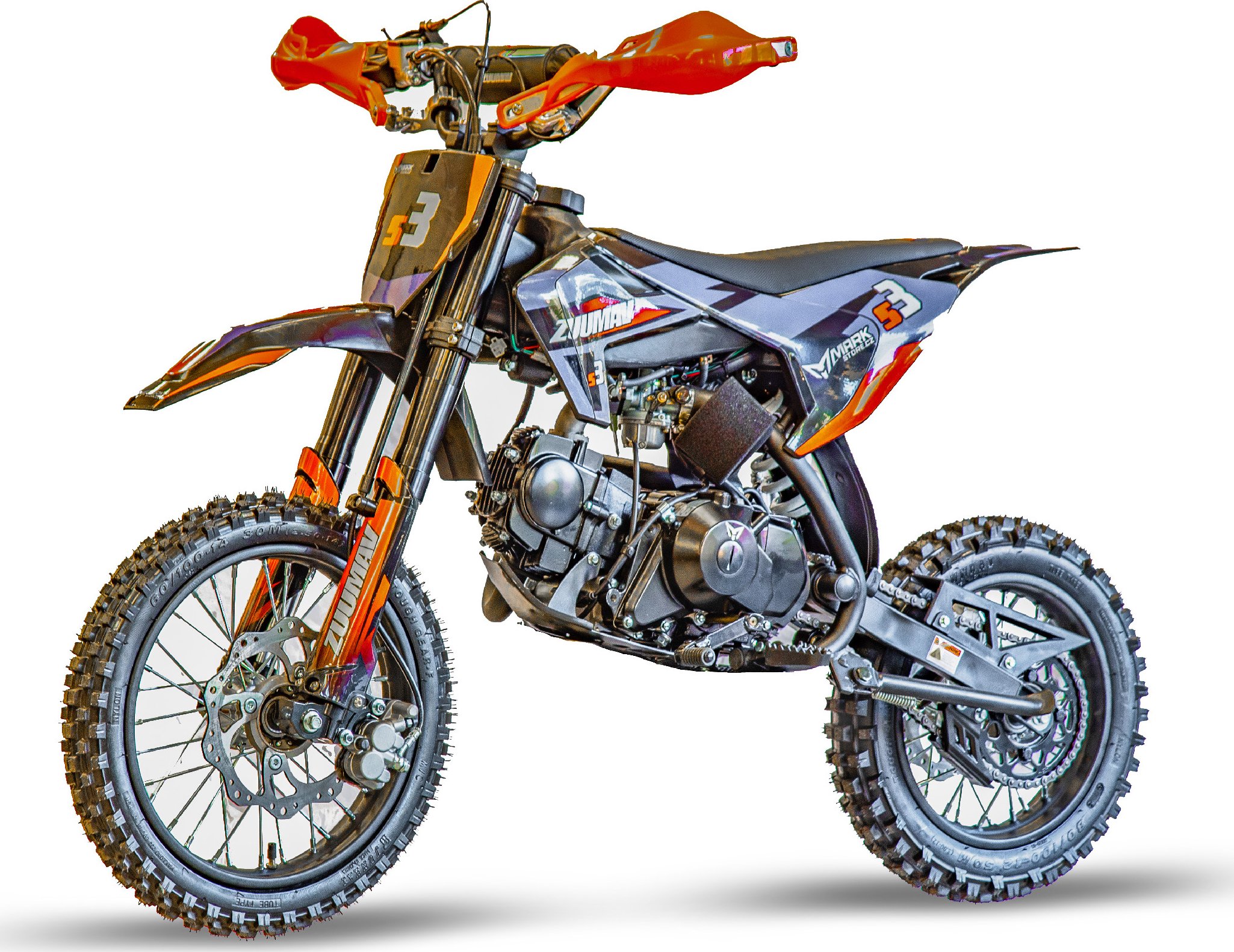 ZUUMAV© Pitbike Markstore Zuumav S3 125 ccm 14/12 poloautomat - oranžovo šedá