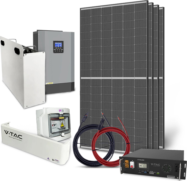 Solární sestava ostrovní TRINA 1820Wp, LiFePO4 VTAC 51,2V 100Ah, měnič 48V/230VAC 5500W