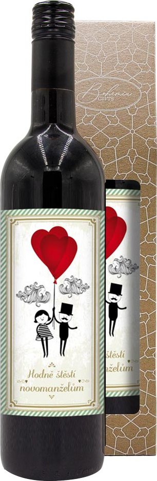 Dárkové svatební červené víno 0,75 l - Merlot