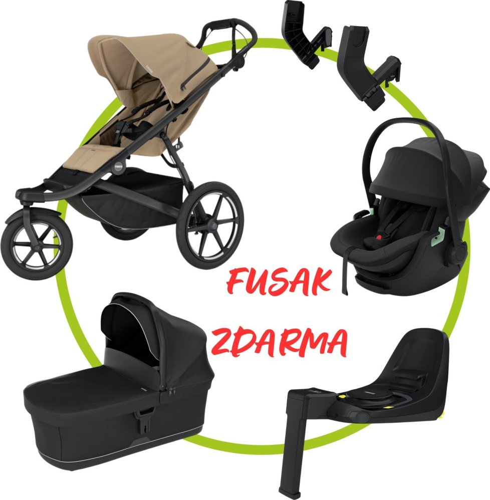Akční set Thule Urban Glide 3 Gentle Beige + hluboká korba + autosedačka Thule Maple Black + isofix base Thule Alfi + adaptéry + Fusak ZDARMA