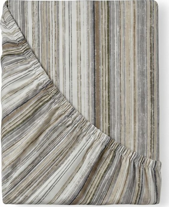 Kvalitex Bavlněné napínací prostěradlo proužek šedobéžový 80x200cm