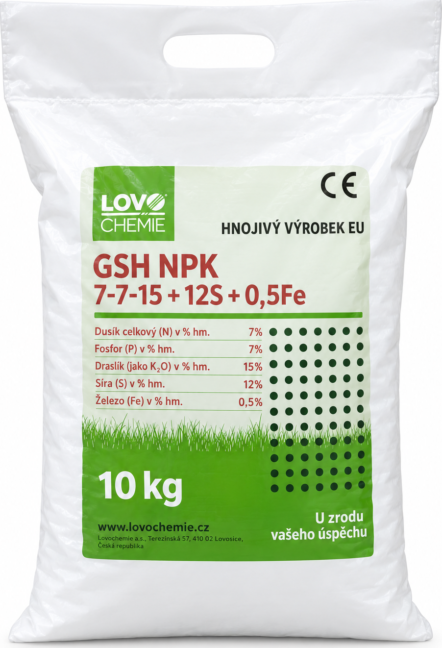 Lovochemie Trávníkové hnojivo podzimní : GSH NPK 7-7-15+12S+0,5Fe hmotnost: 25kg