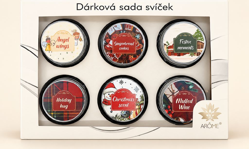 ARÔME Dárková sada vonných svíček Winter (Zimní mix), 6 × 28 g