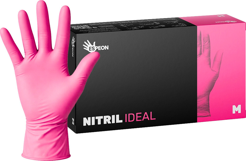 Espeon Nitrilové rukavice NITRIL IDEAL 100 ks, nepudrované, magenta, 3.5 g Velikost: M