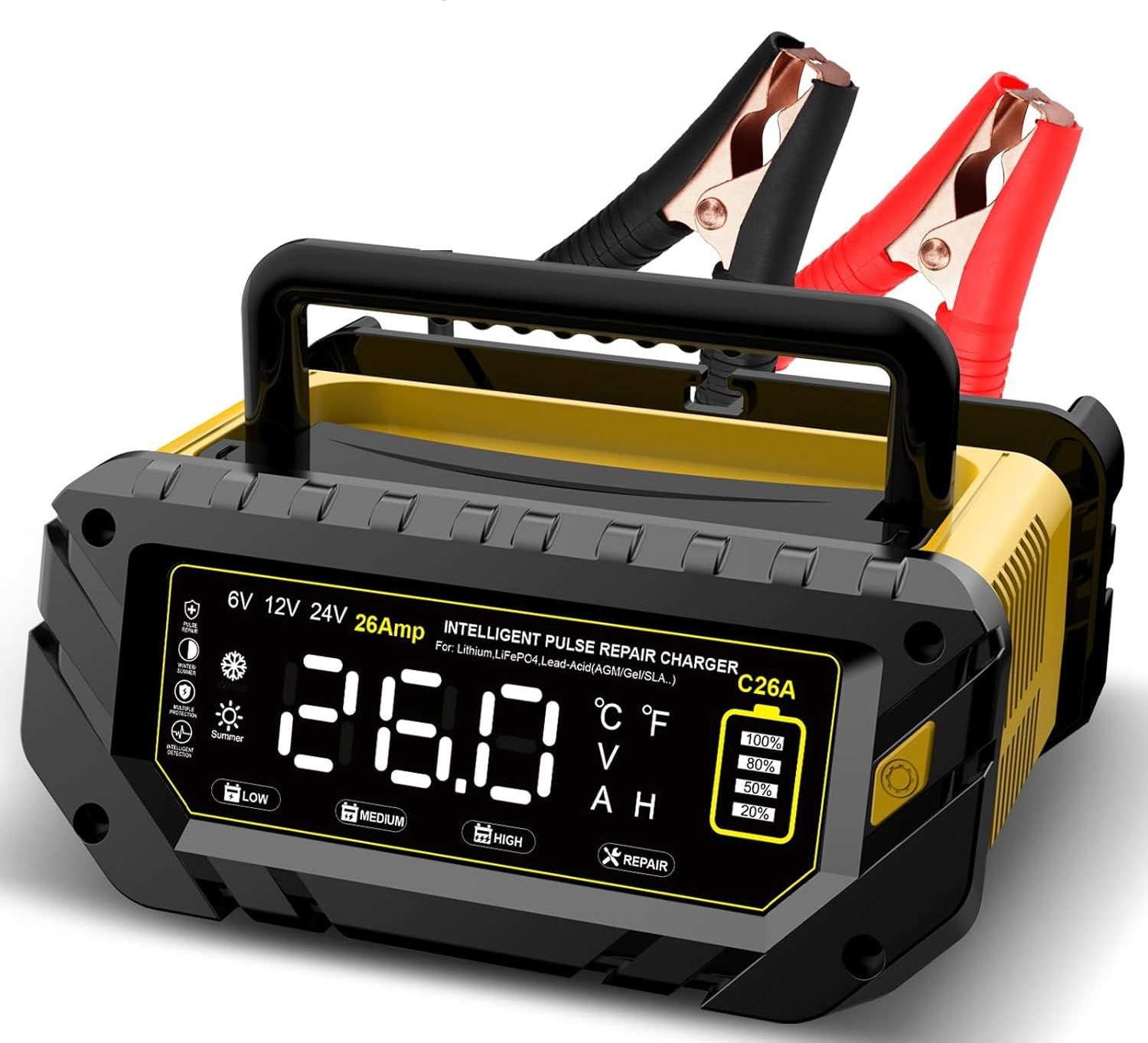 HTRC Autonabíječka P26 6V/12V/24V 26A Lithium, LiFePO4, Pb (GEL, AGM, SLA, WET, EFB, Flooded)