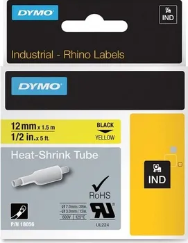 Průmyslový kabel Speciální D1 páska - RHINO - plochá smršťovací bužírka D1 12 mm x 1,5 m, černá na žluté