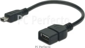 Datový kabel Kabel USB 2.0, USB mini B/USB zásuvka A, 0,2 m, Digitus